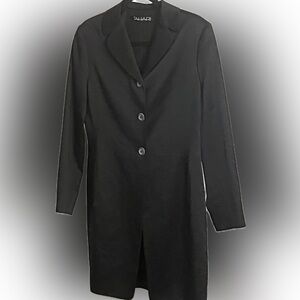 Tahari Wool Blend Jacket Dress / Long Blazer | Black | Size 6